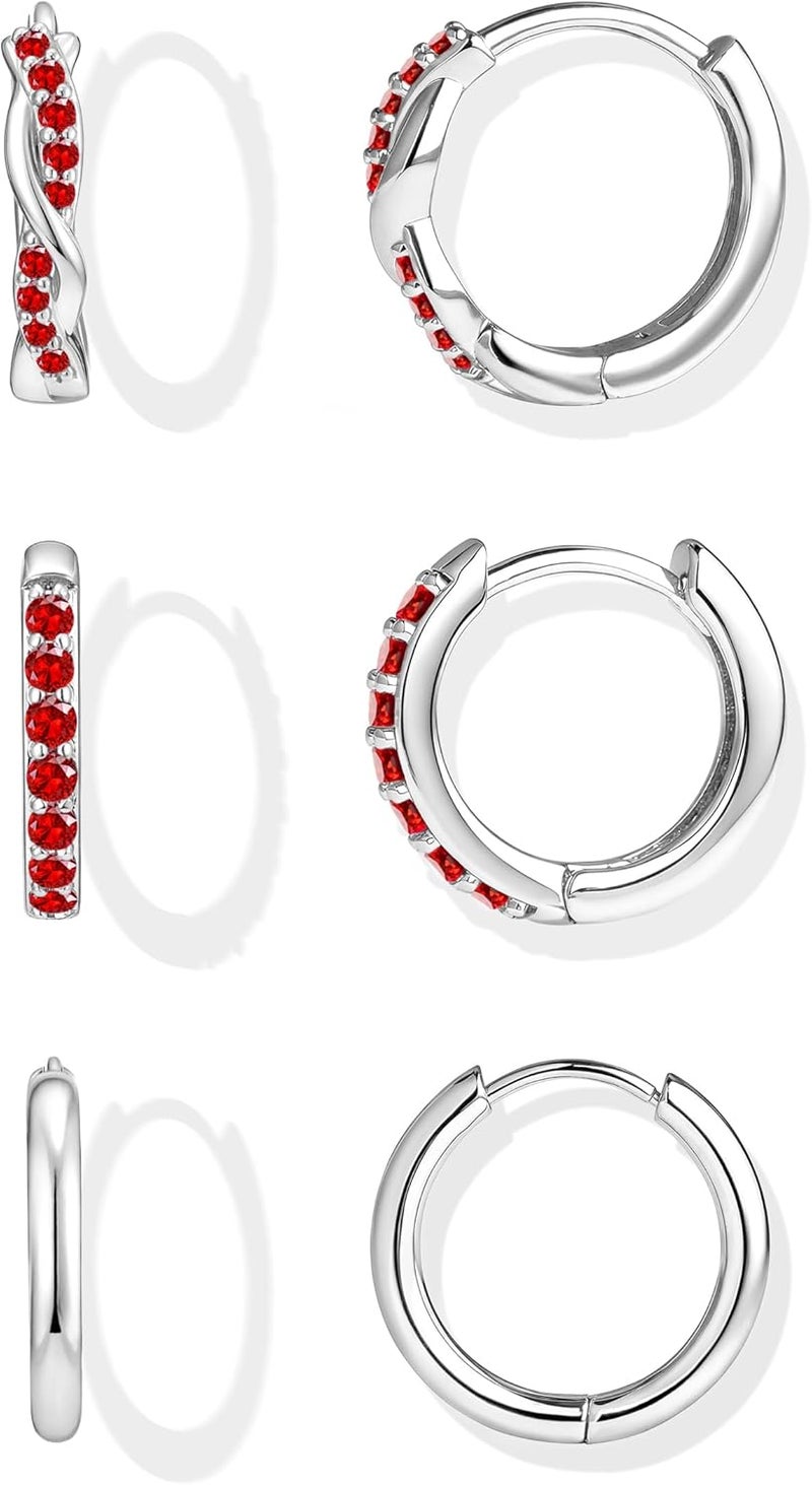 Inerney 14K Gold Plated Huggie Hoop Earrings for Women, Small Sterling Silver Earring Set Hypoallergenic Cartilage Helix Stacks, Mini Dainty Cute Trendy Birthstone Jewelry Gift for Multiple Piercings - Image 1